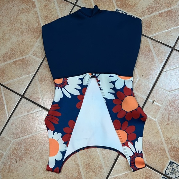 Seea Lido Blue and Orange Floral One Piece Swimsuit - Picture 3 of 6